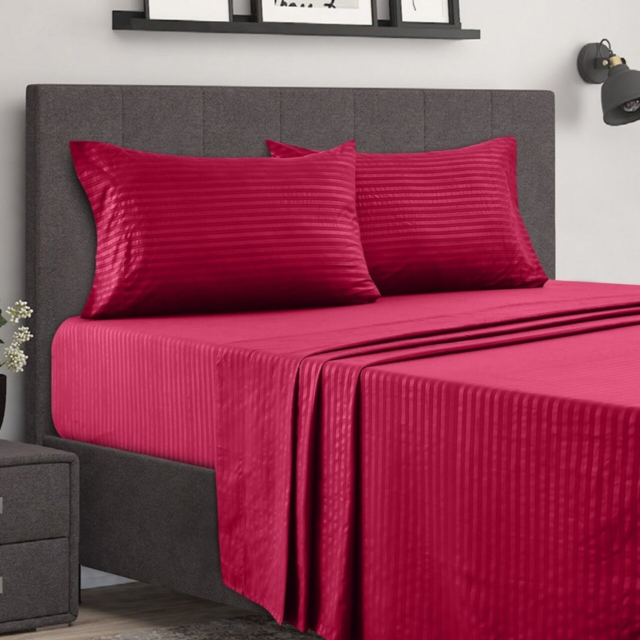Lux Decor Collection 4 Piece Stripe Sheet Set Ultra-Soft Microfiber Wrinkle Free Fade Resistant Bedding